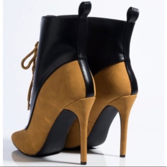 Kylie Military Lace Up Colorblock Ankle Booties - Picture 3 of 4